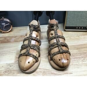 Treasure & Bond Alana Gladiator Sandals Girls 4 Brown Leopard Print Zip Closure